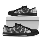 Black And White Tie Dye Print Black Low Top Shoes