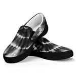 Black And White Tie Dye Print Black Slip On Shoes