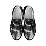 Black And White Tie Dye Print Black Slip On Shoes