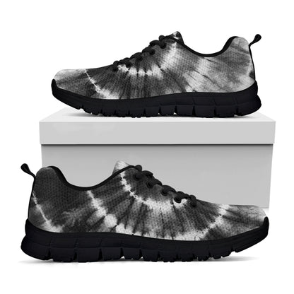 Black And White Tie Dye Print Black Sneakers