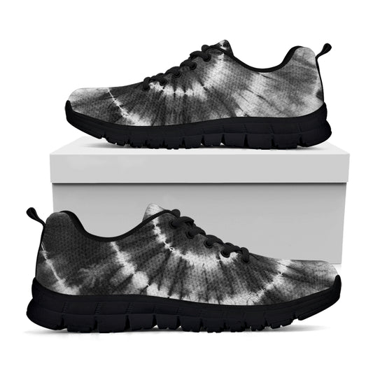 Black And White Tie Dye Print Black Sneakers