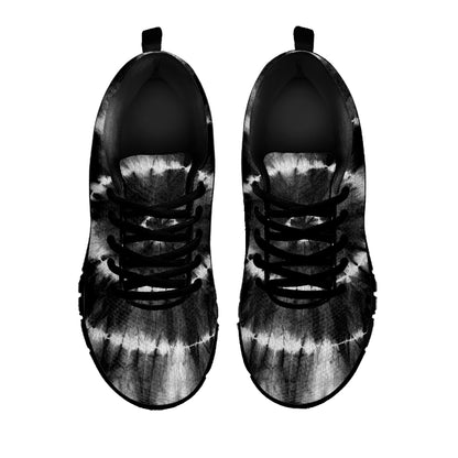Black And White Tie Dye Print Black Sneakers
