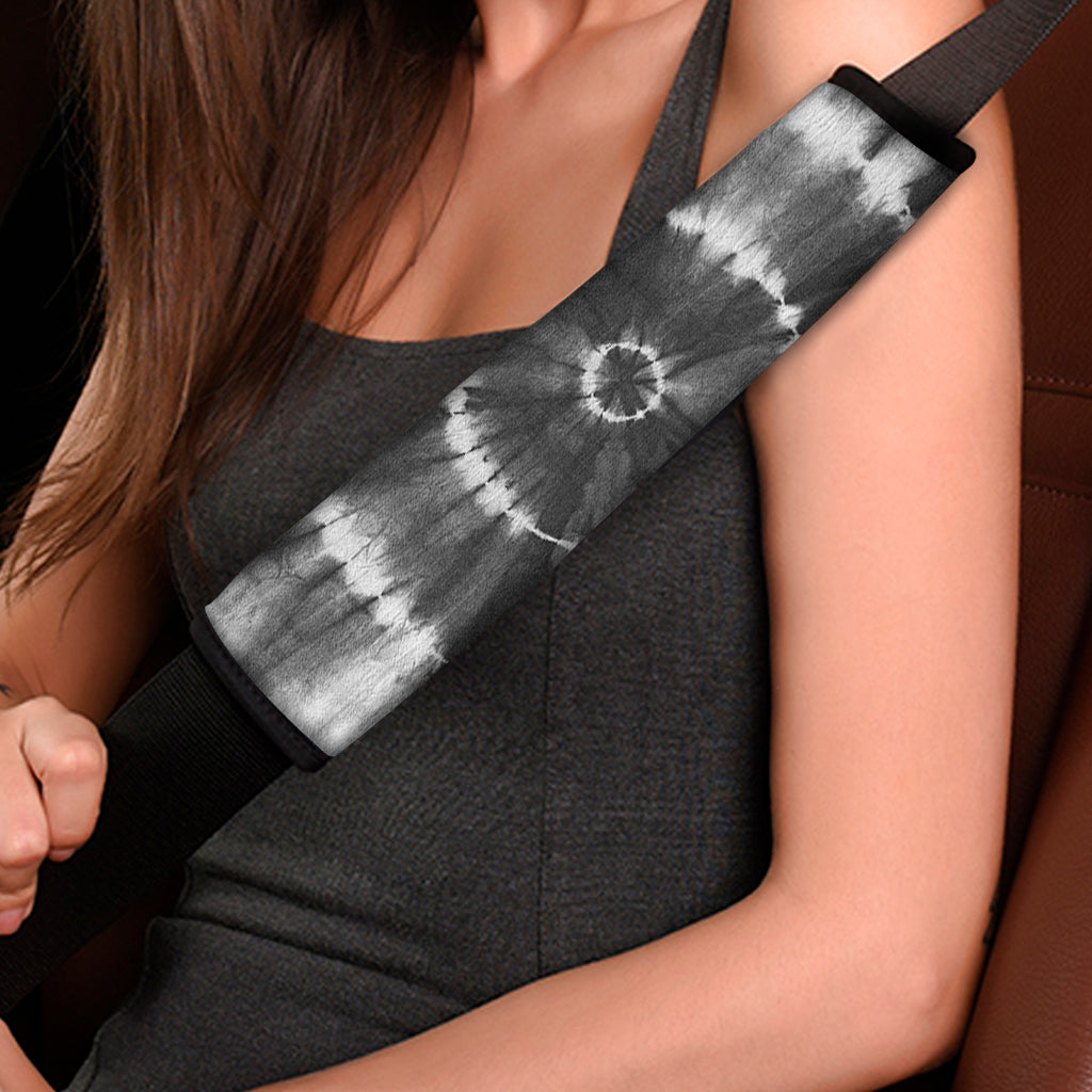 Black And White Tie Dye Print Car Seat Belt Covers