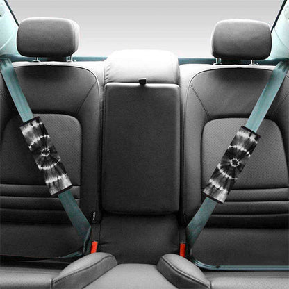 Black And White Tie Dye Print Car Seat Belt Covers