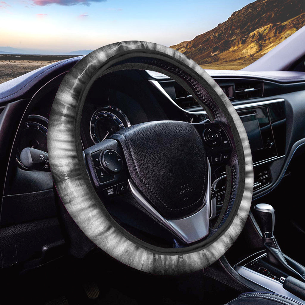Black And White Tie Dye Print Car Steering Wheel Cover