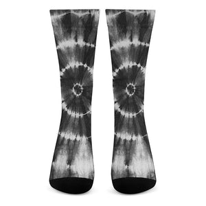 Black And White Tie Dye Print Crew Socks