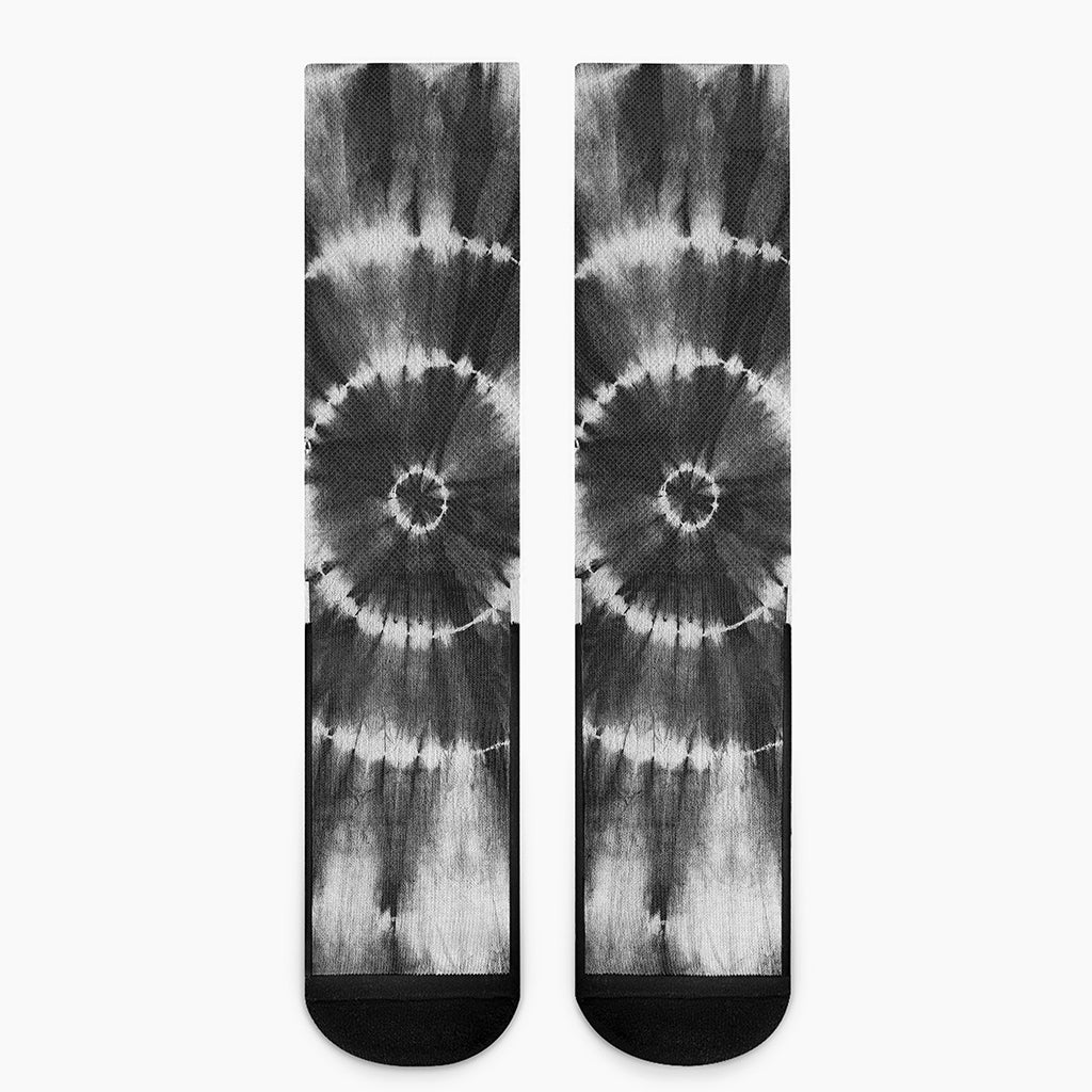 Black And White Tie Dye Print Crew Socks