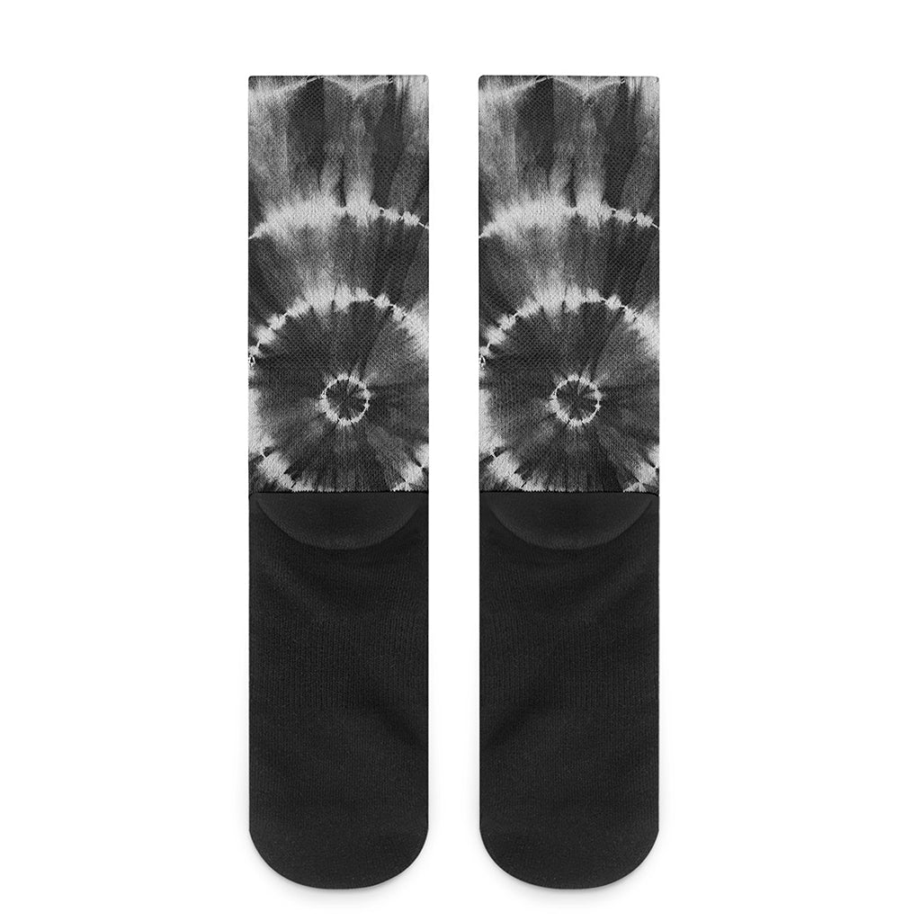 Black And White Tie Dye Print Crew Socks