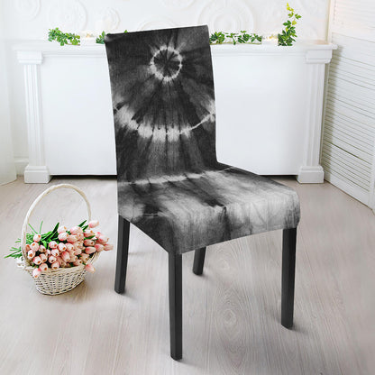 Black And White Tie Dye Print Dining Chair Slipcover