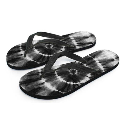 Black And White Tie Dye Print Flip Flops