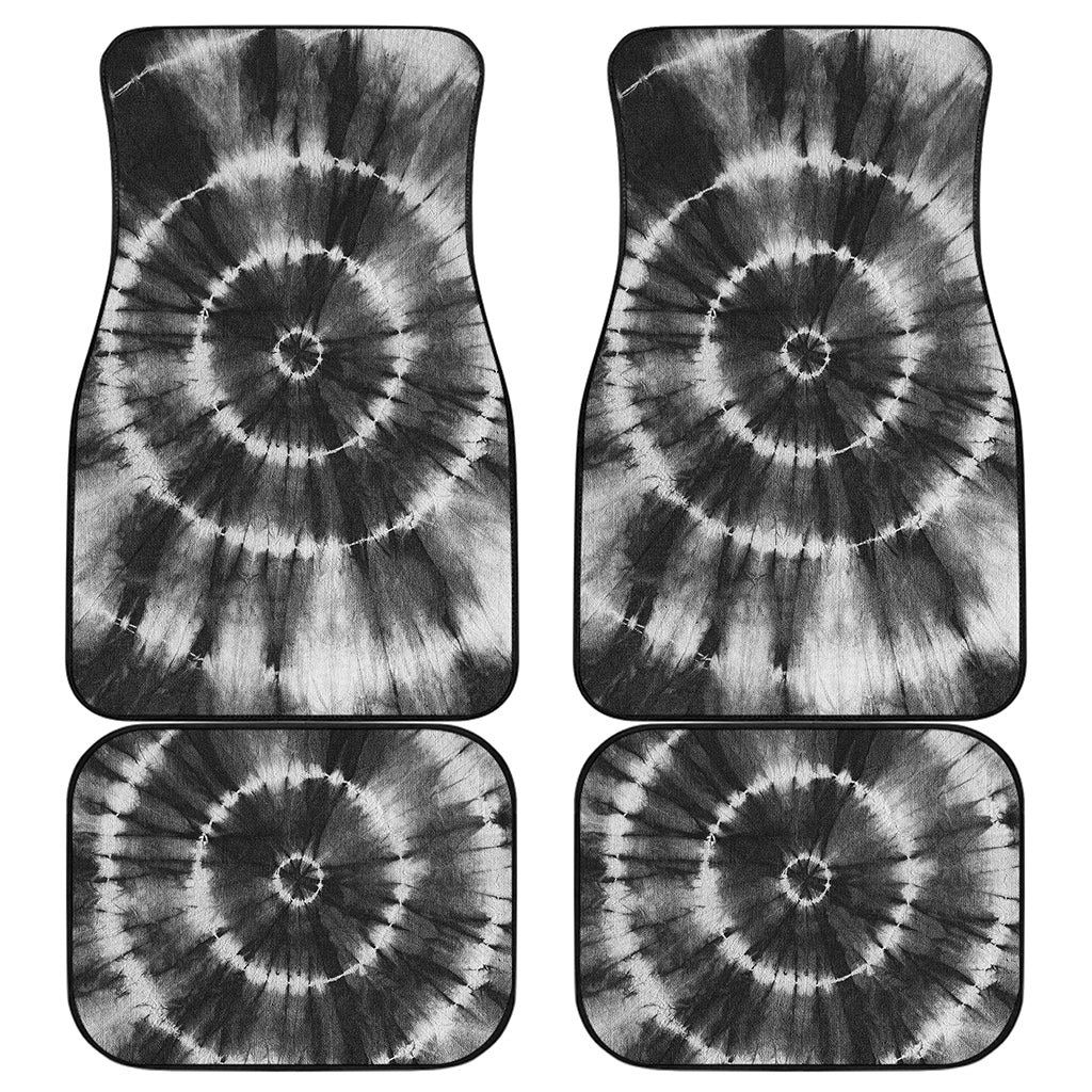 Black And White Tie Dye Print Front and Back Car Floor Mats