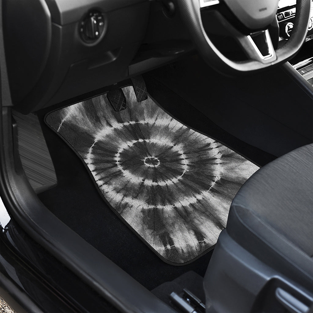 Black And White Tie Dye Print Front and Back Car Floor Mats