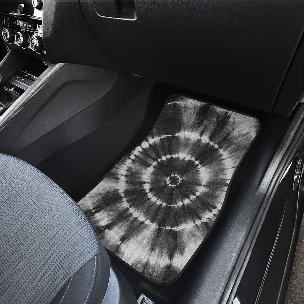 Black And White Tie Dye Print Front and Back Car Floor Mats