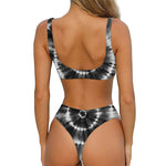 Black And White Tie Dye Print Front Bow Tie Bikini