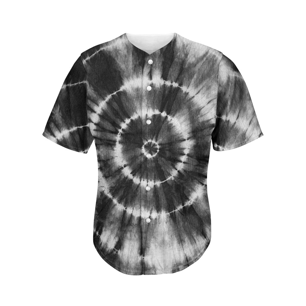 Black And White Tie Dye Print Men's Baseball Jersey