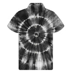 Black And White Tie Dye Print Men's Short Sleeve Shirt