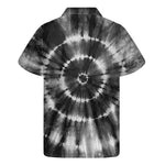 Black And White Tie Dye Print Men's Short Sleeve Shirt