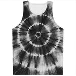 Black And White Tie Dye Print Men's Tank Top