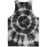 Black And White Tie Dye Print Men's Tank Top
