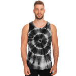 Black And White Tie Dye Print Men's Tank Top