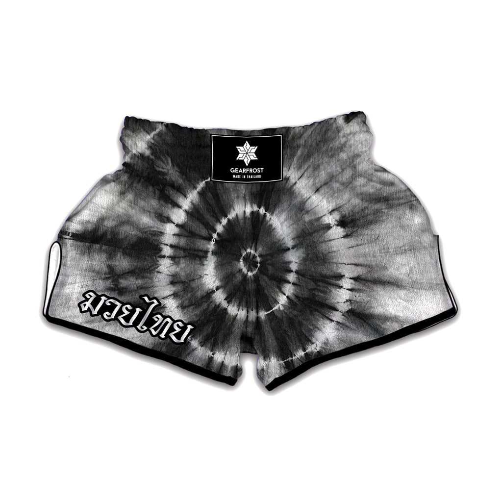 Black And White Tie Dye Print Muay Thai Boxing Shorts