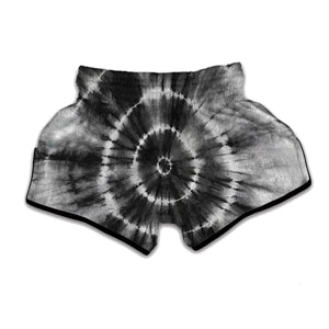 Black And White Tie Dye Print Muay Thai Boxing Shorts