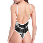 Black And White Tie Dye Print One Piece High Cut Swimsuit