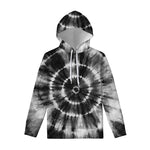 Black And White Tie Dye Print Pullover Hoodie