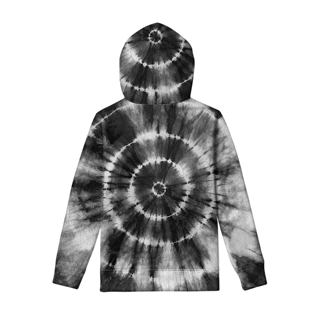 Black And White Tie Dye Print Pullover Hoodie