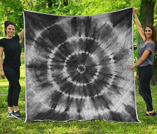 Black And White Tie Dye Print Quilt
