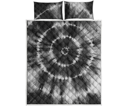 Black And White Tie Dye Print Quilt Bed Set