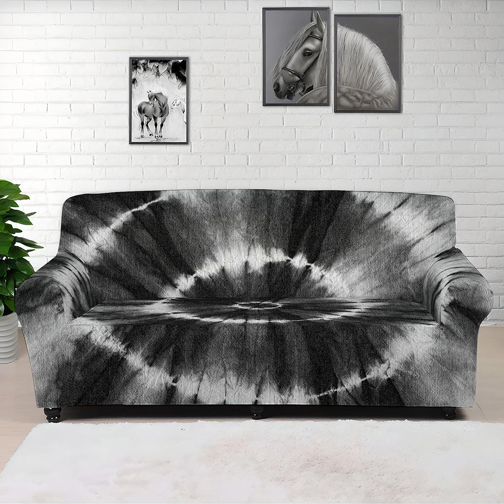 Black And White Tie Dye Print Sofa Cover