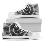 Black And White Tie Dye Print White High Top Shoes