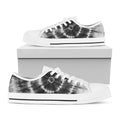 Black And White Tie Dye Print White Low Top Sneakers