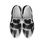 Black And White Tie Dye Print White Slip On Shoes