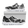 Black And White Tie Dye Print White Running Shoes