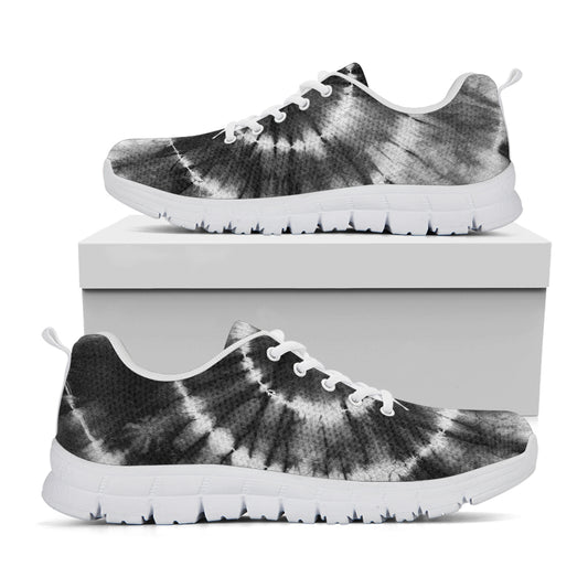 Black And White Tie Dye Print White Sneakers