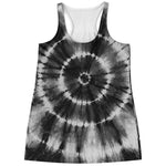 Black And White Tie Dye Print Women's Racerback Tank Top