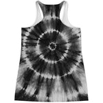 Black And White Tie Dye Print Women's Racerback Tank Top