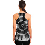 Black And White Tie Dye Print Women's Racerback Tank Top