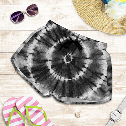 Black And White Tie Dye Print Women's Shorts