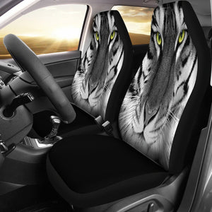 Black And White Tiger Face Universal Fit Car Seat Covers GearFrost