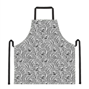 Black And White Tiger Pattern Print Apron