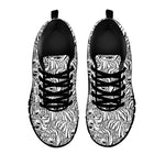 Black And White Tiger Pattern Print Black Sneakers