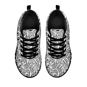 Black And White Tiger Pattern Print Black Sneakers