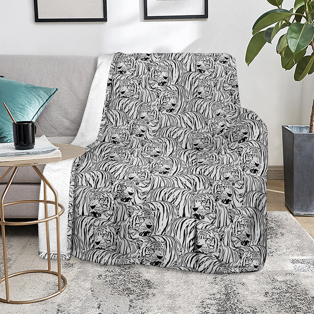 Black And White Tiger Pattern Print Blanket