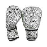 Black And White Tiger Pattern Print Boxing Gloves