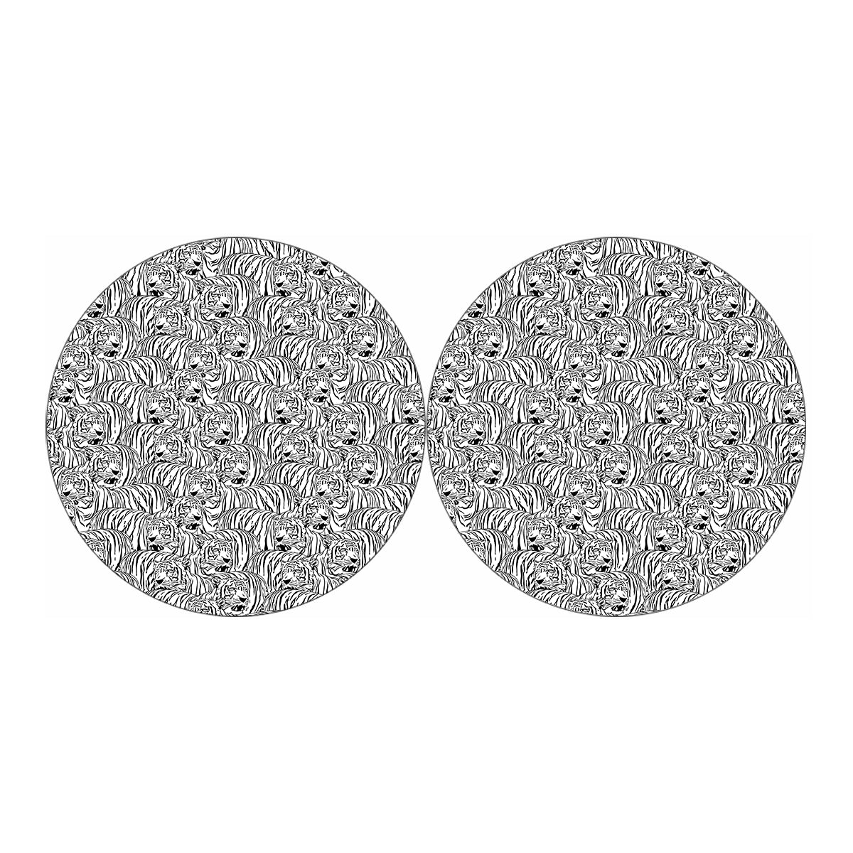 Black And White Tiger Pattern Print Car Coasters