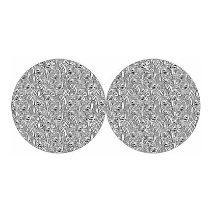 Black And White Tiger Pattern Print Car Coasters