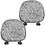 Black And White Tiger Pattern Print Car Headrest Covers
